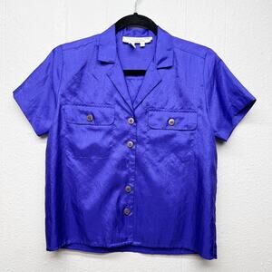 Laura & Jayne Vintage Retro Crop Boxy Top Womens 4P Lightweight Office Workwear